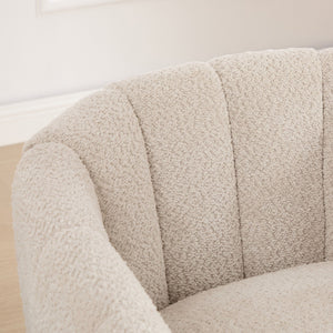 Swivel Upholstered Barrel Chair With Metal Base