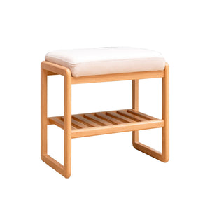 Shoe Bench, Beech Wood Storage Rack Organizer With High Rebound Sponge Cushion - Natural
