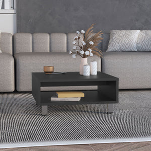 Coffee Table 1 Shelf, 4 Legs - Black