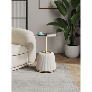 Anderson - Upholstered End Table With Round Top