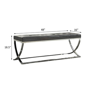 Curve Leg Bench With Upholstery - Black