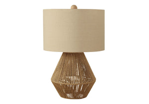 Transitional Rope Table Lamp with Beige Linen Shade