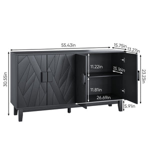 Modern Style Buffet Cabinet, Storage Side Cabinet Buffet Cabinet, Medieval Modern Multifunctional Decorative Cabinet Suitable For Living Room, Dining Room, Entrance, Corridor, Kitchen - Black