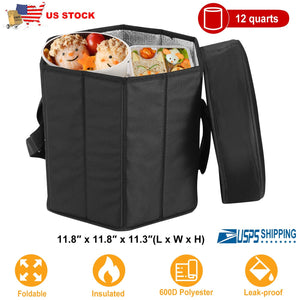 Collapsible Grocery Cooler Bag 3 Gallon Insulated Food Container Seat Combo for Camping Picnic Shopping
