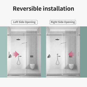 Frameless Sliding Shower Door With Soft- Close, 3 / 8" Tempered Glass