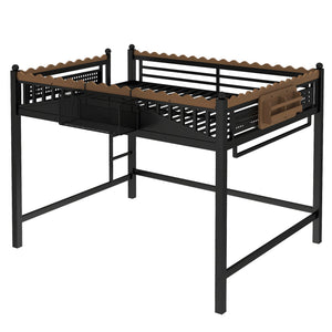 Queen Size Loft Bed with Ladders and Storage