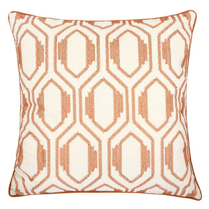 Geometric Embroidered Cotton Throw Pillow
