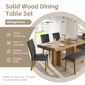 TOPMAX Farmhouse Extendable Wood Dining Table Set for 6