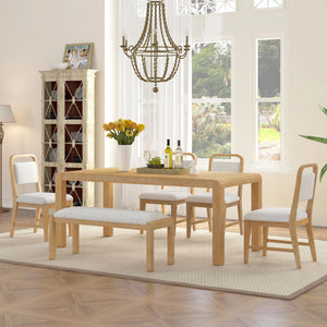 Extendable Dining Table Set With 4 Upholstered Chairs And 1 Bench