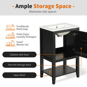 20" Bathroom Vanity with Sink and Storage Rack