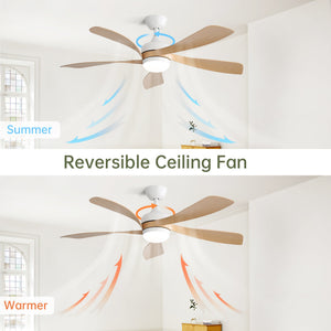 52 Inch Modern Ceiling Fan With 3 Color Dimmable LED Light