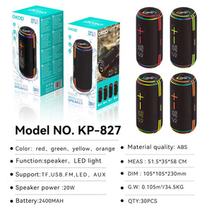 KP-827 Best-Selling Portable Outdoor Bluetooth Speaker High-Power Dual-Driver Stereo Subwoofer With Card Slot And Heavy Bass