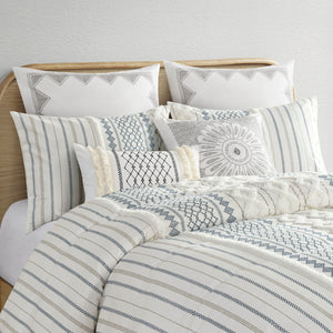 Full/Queen Cotton Printed Duvet Cover Set with Chenille