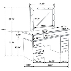 Sarah - 9 Drawer Vanity Desk With Mirror Set - White