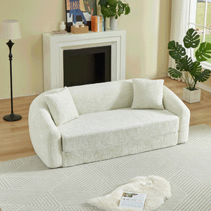 87-Inch Curved Convertible Sofa Recliner