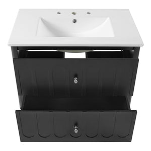 Floating Bathroom Vanity With Oval Knobs & Round Edge, Soft Close Drawer Slides