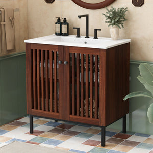30" Vintage Bathroom Vanity With Ceramic Sink
