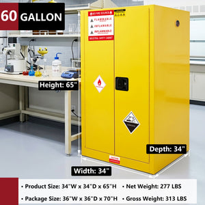 60 Gal Flammable Safety Cabinet, 34"W x 34"D x 65"H