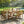 7 Pieces Acacia Wood Outdoor Dining Set with Green Cushions