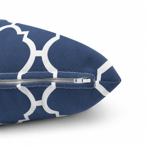 4 Pack Outdoor Lumbar Pillow with Inserts - Navy Trellis