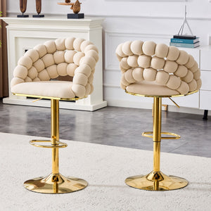 Puffy Bubble Chair, Ball Chain (Set of 2) - Beige / Gold