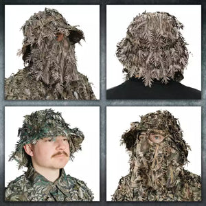 3D Leafy Camo Face Mask Bucket Hats in Mossy Oak and Realtree - Adjustable OSFM