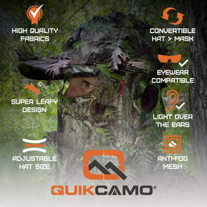 3D Leafy Camo Face Mask Ball Cap in Mossy Oak and Realtree (Adj, OSFM)