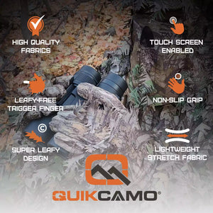 Leafy Camo Gloves in Mossy Oak and Realtree - Fingerless or Touchscreen Tips