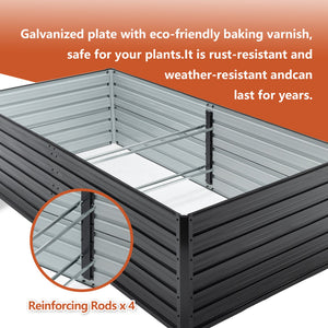 2 Pack Metal Raised Garden Bed Kit Outdoor - 8x4x2 FT Galvanized Planter Boxes Set