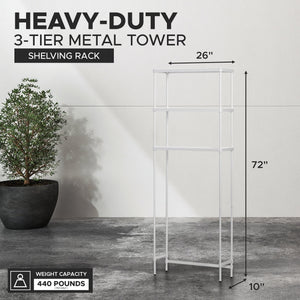Design Ideas MeshWorks 3 Tier Metal Bathroom Storage Shelving Unit Rack, White - TRAPSKI