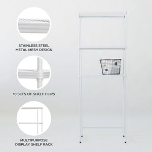 Design Ideas MeshWorks 3 Tier Metal Bathroom Storage Shelving Unit Rack, White - TRAPSKI