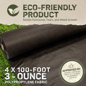 DeWitt Weed Barrier Pro 3oz 4' x 100' Weed Barrier Landscape Fabric Ground Cover
