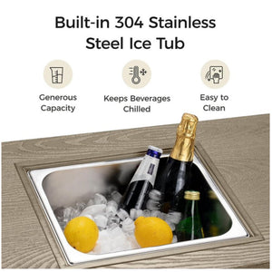 3 In 1 Outdoor Propane Fire Pit Table 50, 000 BTU With Ice Bucket - Beige
