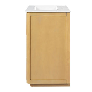 Bathroom Vanity With Sink, Open Shelf & Closed Storage - Natural Wood