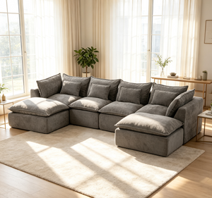 129.8" Width Modular Sectional Sofa with 2 Ottomans
