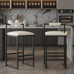 Elegant Bar Stool Set With Backrest And Footrest, Counter Height (Set of 2)