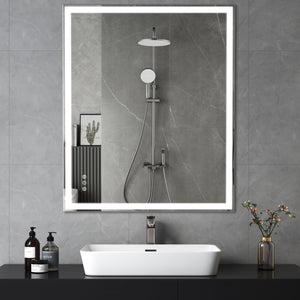 LED Bathroom Vanity Mirror Wall Mounted Adjustable / Warm / Natural Lights Anti-Fog Touch Switch With Memory Modern Smart Large Bathroom Mirrors