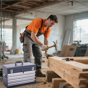 Heavy Duty Metal Tool Box, 21-inch with 4 Drawers