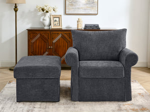 37.5" Accent Chair with Ottoman