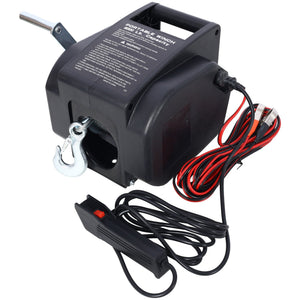 Reversible Electric Trailer Winch For Boats Up To 5000 Lbs With Galvanized Wire Rope And Casing - Black