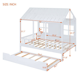 House Bed With Twin Size Trundle, Daybed