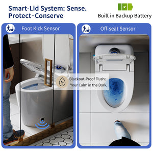 Smart Toilet Bidet Combo with Foot Sensor and Remote Control