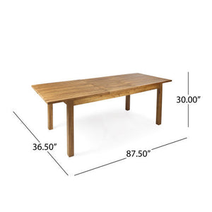 7 Pieces Acacia Wood Outdoor Dining Set with Cream Cushions and Natural Wicker