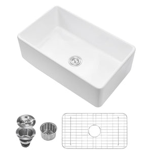 33.5x20 in Farmhouse Sink Undermount Kitchen Single Bowl Basin Fireclay