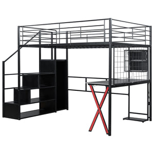 Loft Bed With Built In Work Station, Wardrobe, Storage Staircase And LED