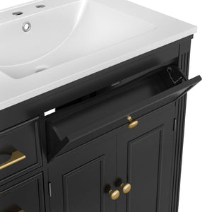 Modern Bathroom Vanity With Ceramic Sink, Freestanding