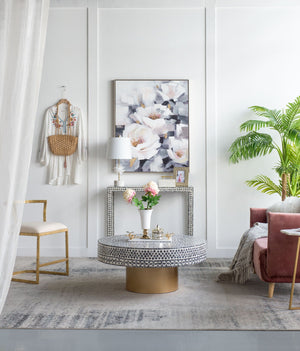 Unique Capiz Coffee Table & Pedestal Base