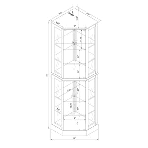 6 Shelf Corner Curio Display Cabinet With Lights, Mirrors And Adjustable Shelves