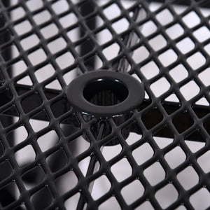 Square Outdoor Steel Picnic Table, With Umbrella Pole