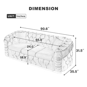 Button Tufted 3-Seater Chesterfield Sofa with Pillows - Velvet, Multiple Colors